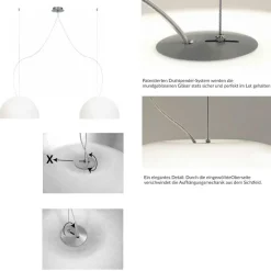 AIH Hochwertige Glas-Pendelleuchte 2-flammig