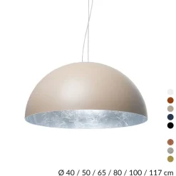 AMEDEO Halbkugel Pendelleuchte mit Blattsilber, Blattgold oder Kupfer
