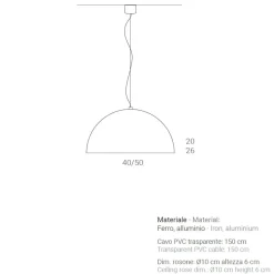 AMEDEO Halbkugel Pendelleuchte Oberfläche Corten (Rost)