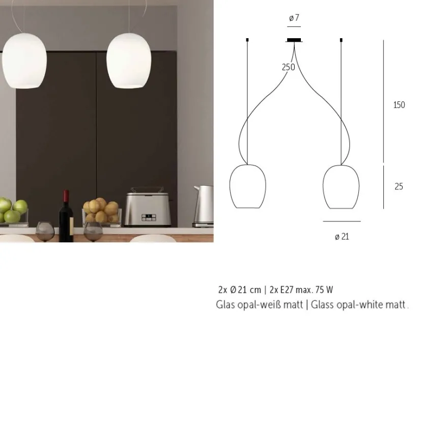 ANUA Hochwertige Glas-Pendelleuchte