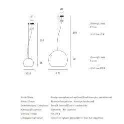 BALL Opalglas Pendelleuchte