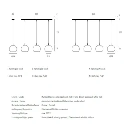 BALL S 4-flammige Opalglas Pendelleuchte