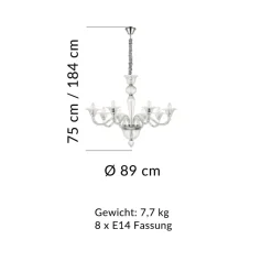 BEAU Italienischer Glas-Kronleuchter 8-flammig