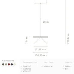 BELLE C Kleine Desing-Pendelleuchte konisch