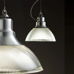 BERLINO Industriedesign Hängeleuchte mit Pressglas