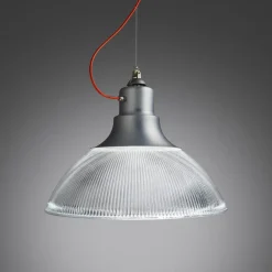 BERLINO Industriedesign Hängeleuchte mit Pressglas