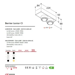 BERRIER Junior CI Hochwertiger 2er Deckenspot