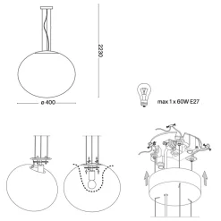 BONNY Pendelleuchte mit ovalem Glas