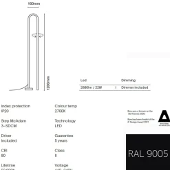 BOW Design Stehlampe mit Dimmer