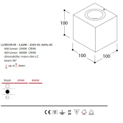 BRIX IN Quadratische LED Wandleuchte - 1-flammig