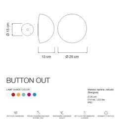 BUTTON OUT Bunte Outdoor Wandlampe