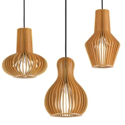 CLAIR Pendelleuchte mit Lampenschirm aus Holz