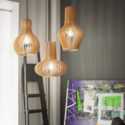 CLAIR Pendelleuchte mit Lampenschirm aus Holz
