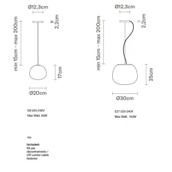 CLEA Italienische Pendelleuchte mit Opalglas