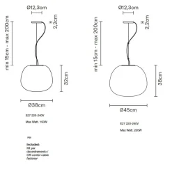 CLEA Italienische Pendelleuchte mit Opalglas