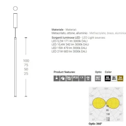 COSIMA Italienische Design Linienleuchte vertikal