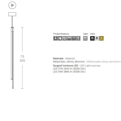 COSIMA Italienische Design Linienleuchte vertikal triple