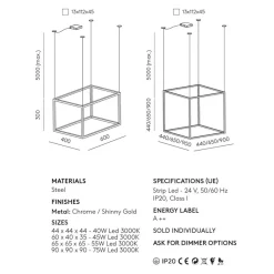 CUBE Elegante kubische LED Hängeleuchte