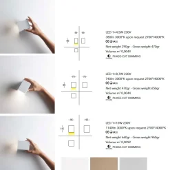 CUBIS Bewegliche LED Wandleuchte 1-flammig