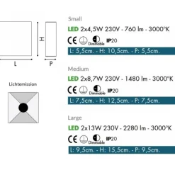 CUBIS Kubische LED Wandleuchte 2-flammig