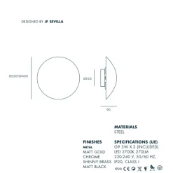 ECLIPSE Wandleuchte mit gewölbtem Metallschirm