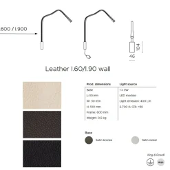 FLEXILED Wandleuchte mit flexiblen Wandarm Leder