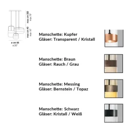 FUTURA Italienische Glaspendelleuchte 3-flammig