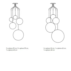 HIGH MOON Design-Kaskadenleuchte 5-flammig mit Kugelschirmen in verschiedenen Größen