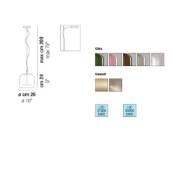 JUBE Zeitlose LED Glaspendelleuchte aus Italien Ø 26 cm