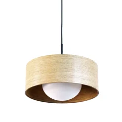 KOBE Pendellampe Holz und Opalglas