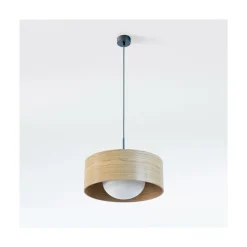 KOBE Pendellampe Holz und Opalglas