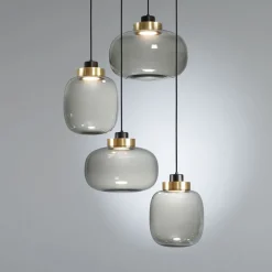 LEGÈR 4er Kaskade Rauchglas-Pendelleuchte mit LED