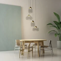 LEGÈR 4er Kaskade Rauchglas-Pendelleuchte mit LED