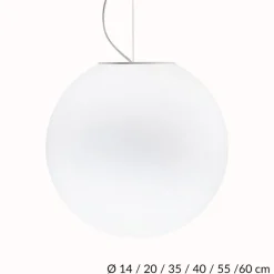 LUNAR Pendelleuchte mit rundem, weißem Glas