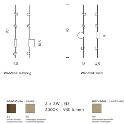 MAGNETIC Moderne LED Wandleuchte mit drei Lichtquellen