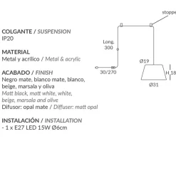 MAGNUS Pendelleuchte mit Schalter und Stecker