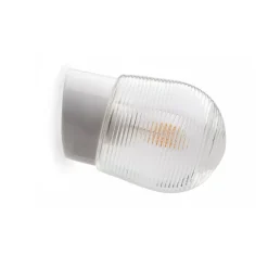 MAGO Außen-Wandlampe in Weiß mit geriffeltem Glas