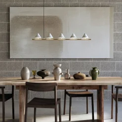 MARBLE Lange Hängeleuchte mit Marmor-Schirmen