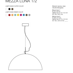 MEZZA LUNA Sehr große Hängeleuchte in schwarz