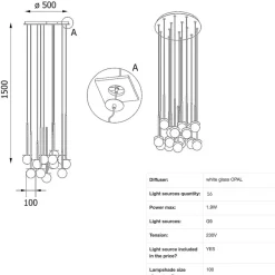 MIORI 16-flammige Kugelglas-Pendellampe