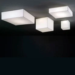 MONOBLOQUE Große, flache LED Deckenleuchte mit weißer Stoffbespannung