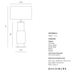 NOA Moderne Tischleuchte mit buntem Glas-Fuß