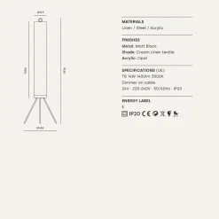 NOVELLA Bodenstehlampe Leinen Beige