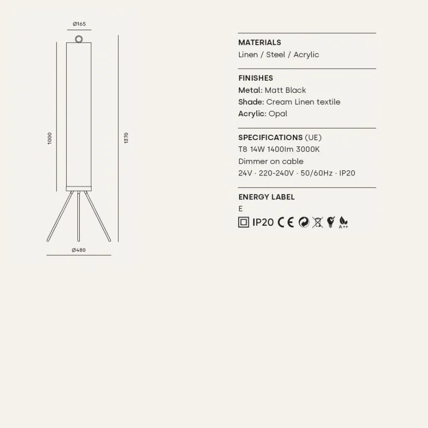 NOVELLA Bodenstehlampe Leinen Beige