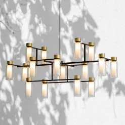 OSMAN Italienische Designleuchte Glas Messing 16-flammig