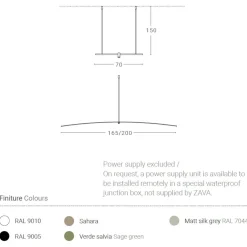 PETIT Lange Design Hängeleuchte mit 165 od. 200 cm