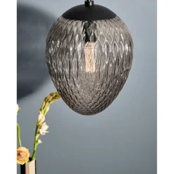 PINA Pendelleuchte mit Zapfen-Glasschirm