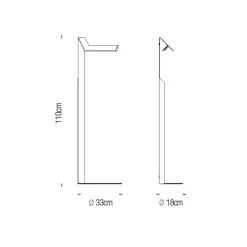 PLIÉ Architektonische Stehleuchte in den Oberflächen Messing oder Zinn