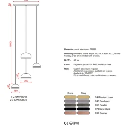 POLLY Italienische LED Pendelleuchte 4-flammig