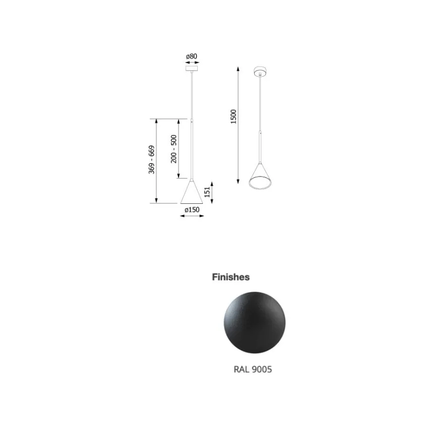 RIM Pendellampe aus Metall in Schwarz